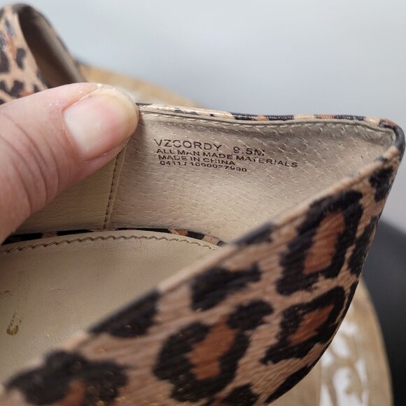 Leopard Print Pointed Toe Heels With Gold Accents By Kathleen Van Zeeland Size 8 - Picture 13 of 16